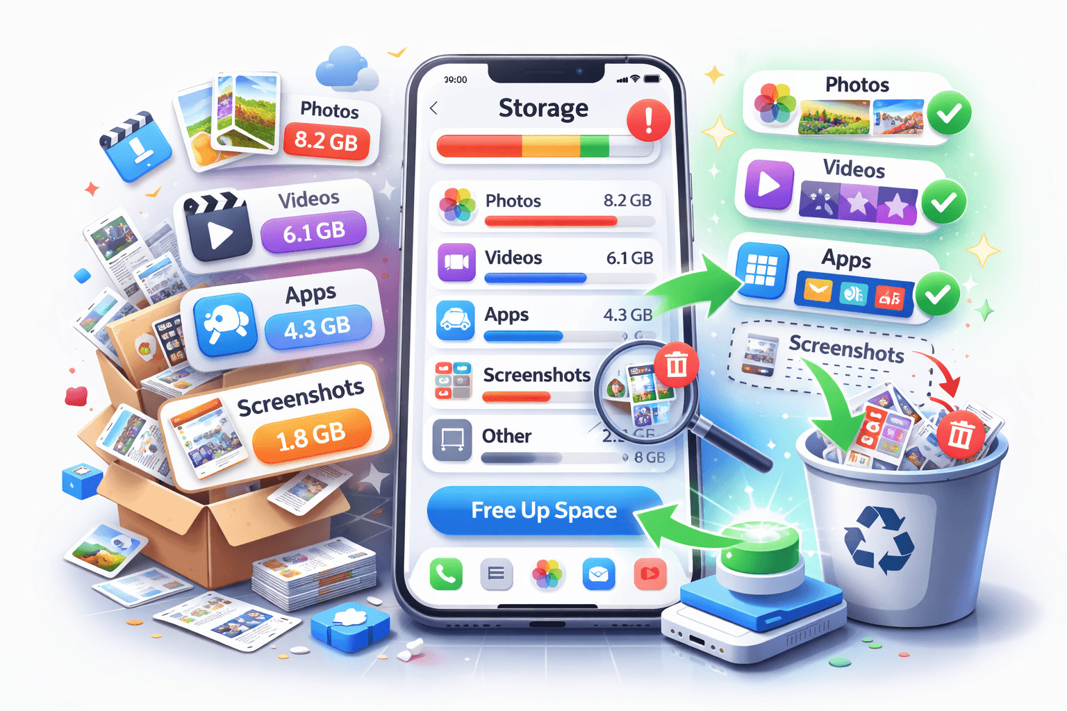 Imagem de guia sobre o que ocupa espaço no seu iPhone